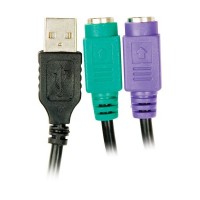 Cabo Conversor USB para PS2 Preto 20cm