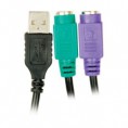 Cabo Conversor USB para PS2 Preto 20cm
